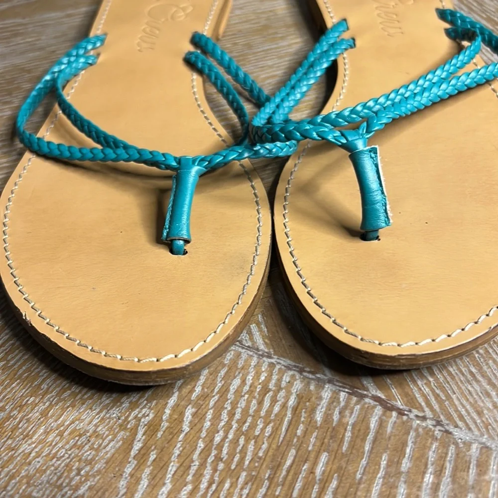 J. CREW Green Braided Thong Sandals 11 - Picture 3 of 7